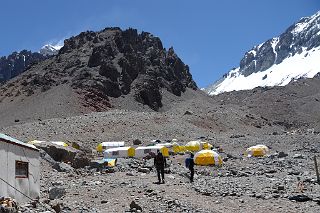 33 Aconcagua Plaza Argentina Base Camp 4200m Next To The Relinchos Glacier With Only A Bit Of Aconcagua Visible And With Ameghino On The Right.jpg